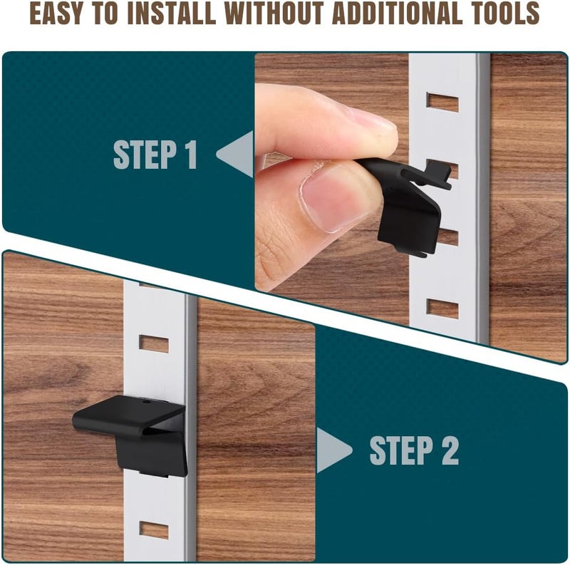 Lenink 256P-ZC Adjustable Pilaster Shelf Clip, 28 Pcs Black Shelving Brackets Clips for Metal and Wood Shelving - Image 5
